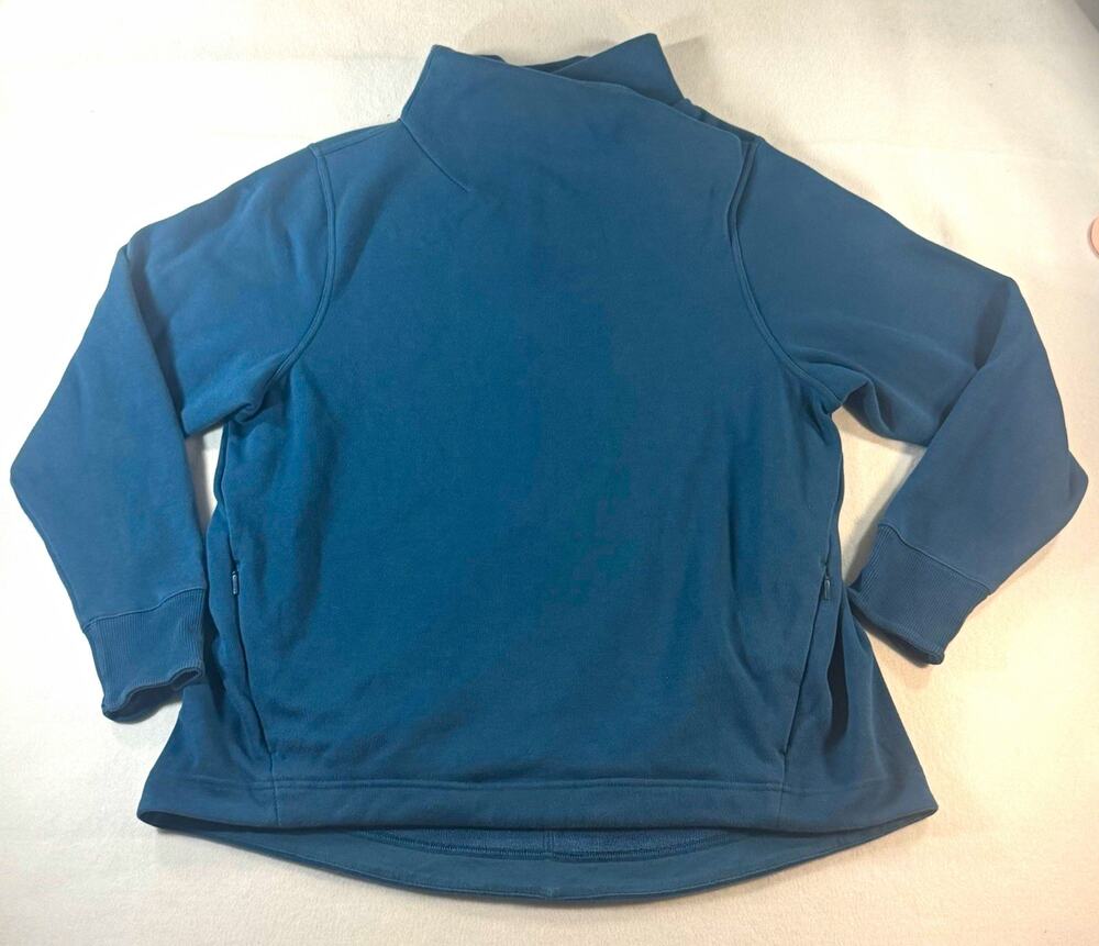 Athleta Women’s XL Teal Funnel Neck Sweatshirt Pullover Zip Pockets High Low